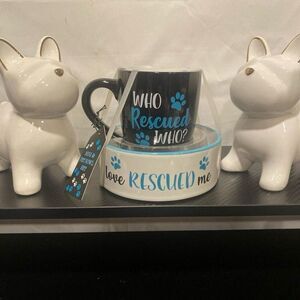 Coffee Mug and Pet Bowl gift set‎ "who rescued who"
